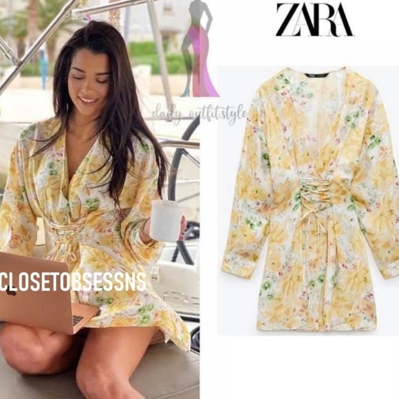 Zara floral print dress bloggers favorite NWT - Picture 8 of 12